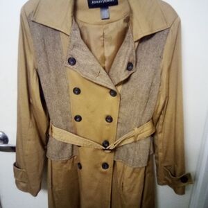Ashley Stewart Camel and Tweed Trench Coat
